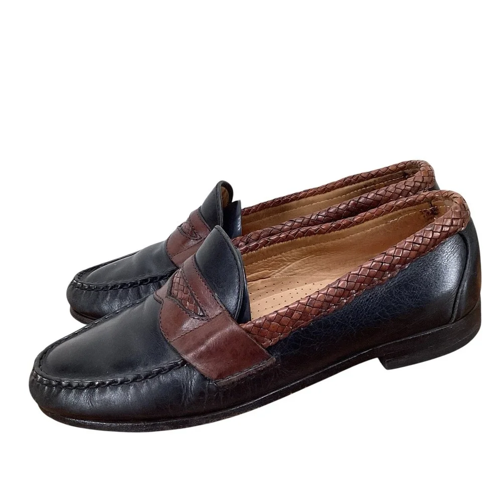 Allen Edmonds‎ Newcastle Braided Accent Leather Black Brown Men's Sz 8.5 D